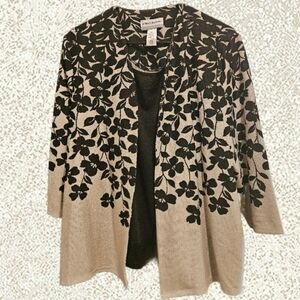 Alfred Dunner Women's Petite 2fer. Black and Tan Floral.  PXL